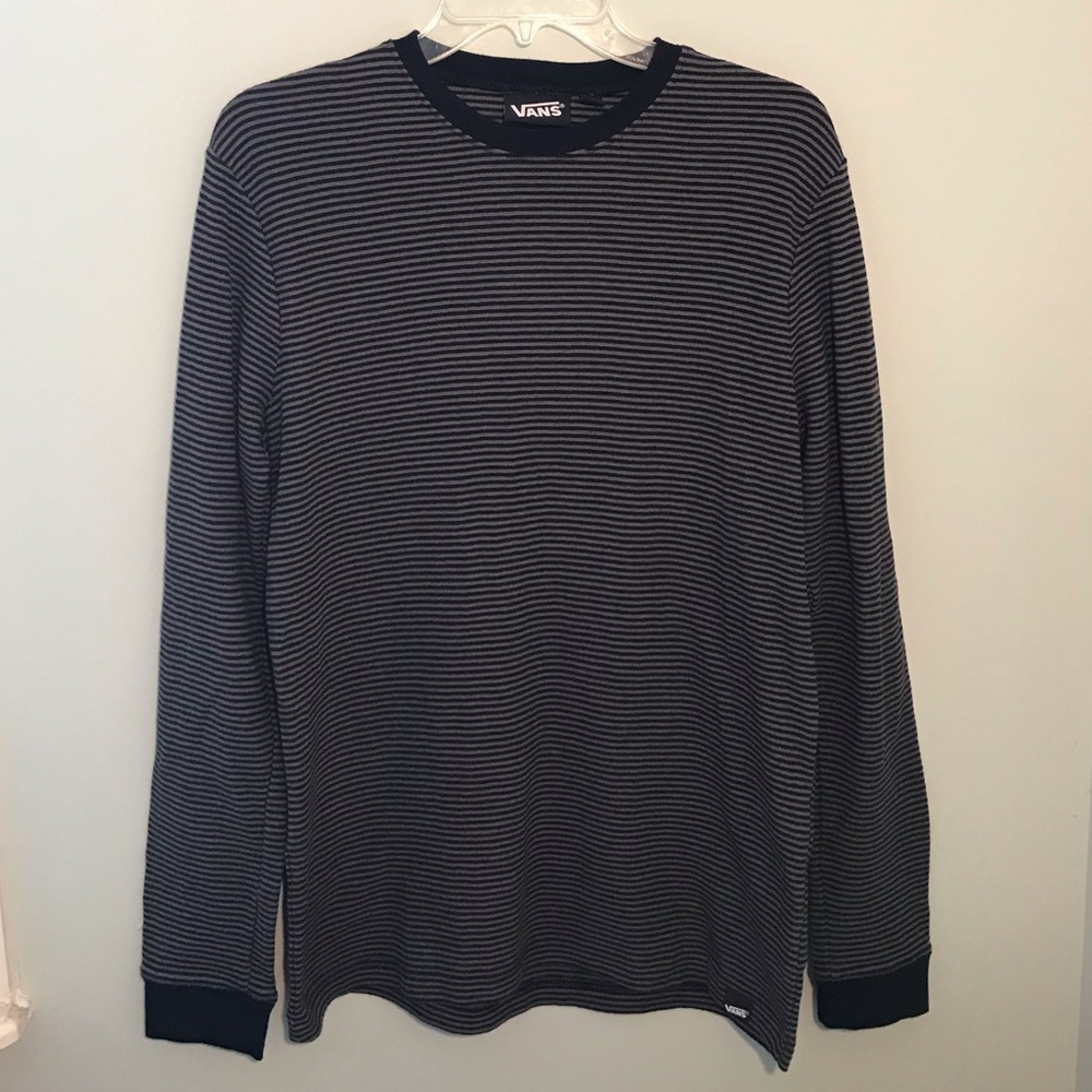 ||VANS BLACK STRIPED LONG SLEEVE T-SHIRT||